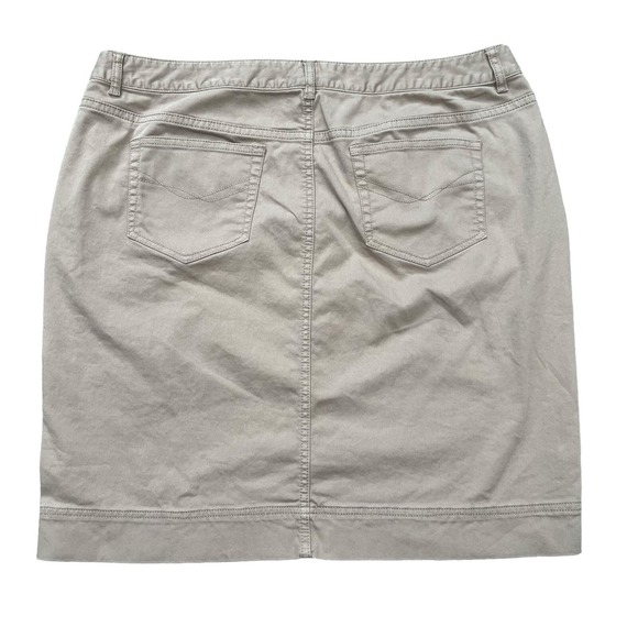 J. Jill Button Front Khaki Straight Skirt Womens Size 14 Stretchy Knee Length - Picture 2 of 4